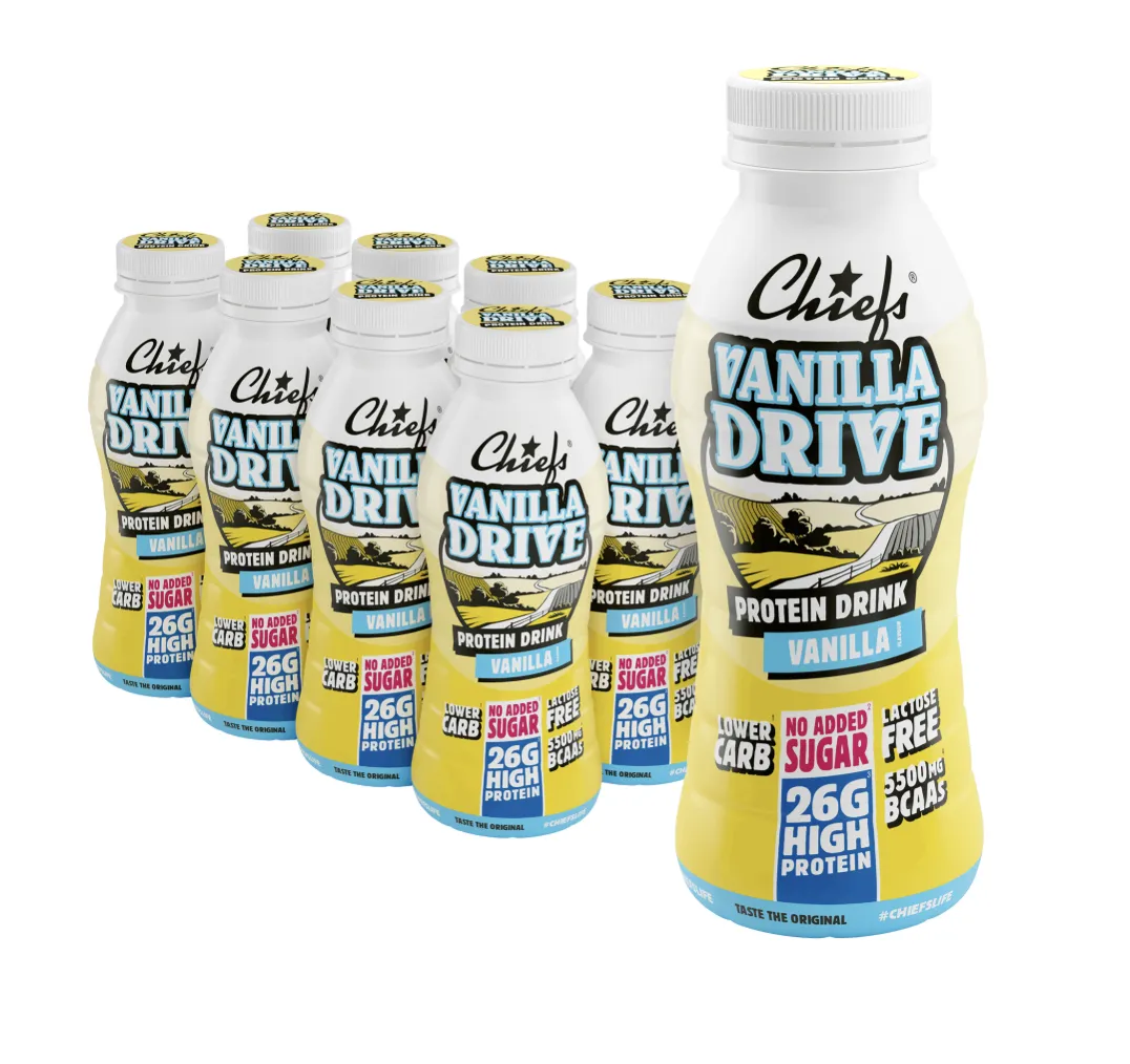 Proteinshakes med 26 g protein (8 x 330 ml) - Vanilla Drive, bedst før: 27/05/2026