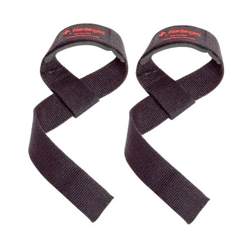 HARBINGER PADDED COTTON LIFTING STRAPS (BLACK)