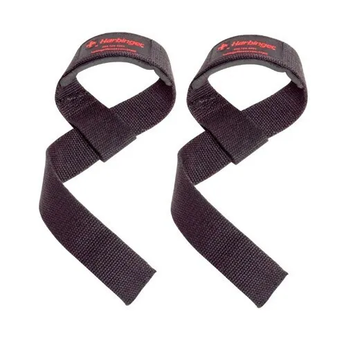 HARBINGER PADDED COTTON LIFTING STRAPS (BLACK) STANDARD