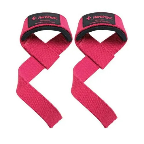 HARBINGER WOMEN'S PADDED COTTON LIFTING STRAPS (PINK)