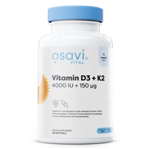 Vitamin D3 + K2 4000IU + 150mcg 120 softgels