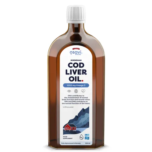 Norwegian Cod Liver Oil 1000mg Omega 3 (Unflavoured) 500 ml.