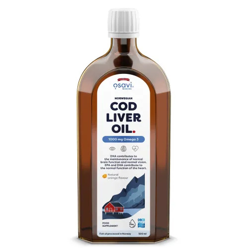 Norwegian Cod Liver Oil 1000mg Omega 3 (Orange) 500 ml.