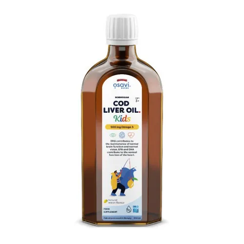 Norwegian Cod Liver Oil Kids 500mg Omega 3 (Lemon) 250 ml.