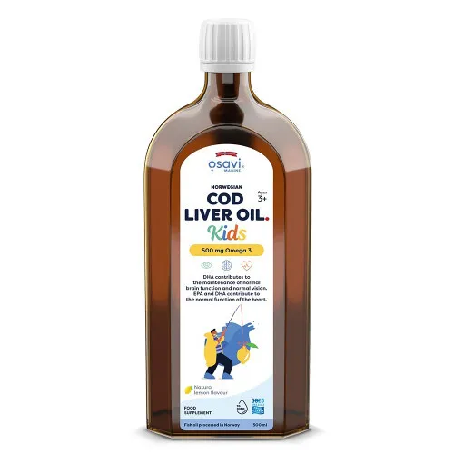 Norwegian Cod Liver Oil Kids 500mg Omega 3 (Lemon) 500 ml.