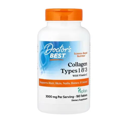 Collagen Typer 1 og 3 med Peptan og Vitamin C 3000mg, 180 tabs