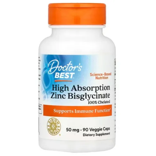 Højt optageligt Zinc Bisglycinate 50mg, 90 vkapsler
