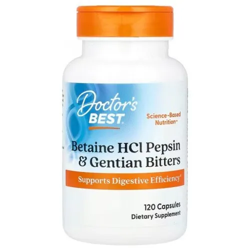 Betaine HCl Pepsin & Gentian Bitters, 120 kapsler