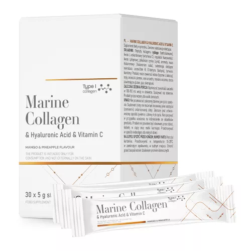 Marine kollagen + hyaluronsyre + vitamin C pulver (30 x 5 g)