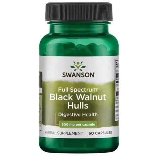 Swanson Full Spectrum Sort Valnød Skaller, 500 mg, 60 kapsler