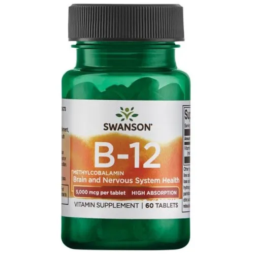 Swanson Vitamin B-12 Methylcobalamin, 5000 mcg Høj Absorption, 60 tabletter