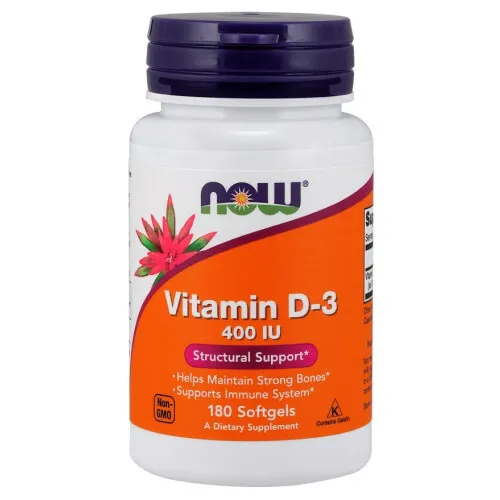 Now Foods Vitamin D-3, 400 IU, 180 kapsler
