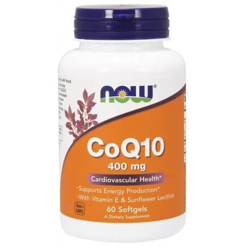 Now Foods CoQ10 med Lecithin og Vitamin E, 400 mg, 60 kapsler