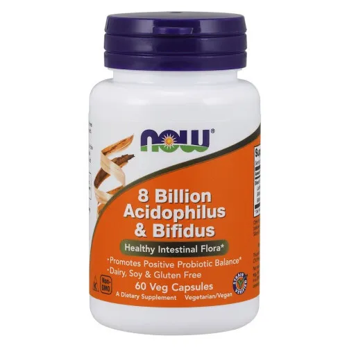 Now Foods 8 Billion Acidophilus & Bifidus, 60 kapsler