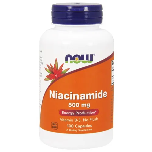 Now Foods Niacinamid, 500 mg, 100 kapsler