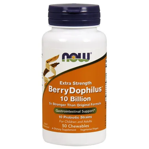 Now Foods BerryDophilus, 10 Billion Extra Styrke, 50 tyggetabletter