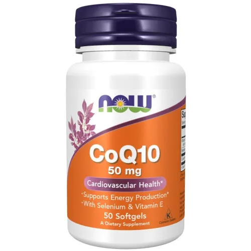 Now Foods CoQ10 med Selen og Vitamin E, 50 mg, 50 kapsler