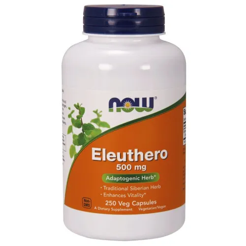 Now Foods Eleuthero, 500 mg, 250 kapsler