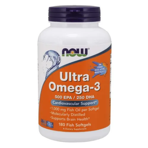 Now Foods Ultra Omega-3 (i fiskegelatinekapsler), 180 kapsler