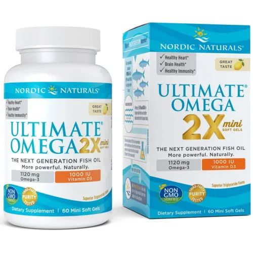 Nordic Naturals Ultimate Omega 2X Mini med Vitamin D3, 1120 mg, 60 kapsler