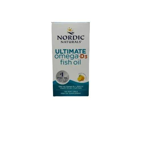 Nordic Naturals Ultimate Omega-D3 fiskeolie, 1280 mg Lemon, 120 kapsler