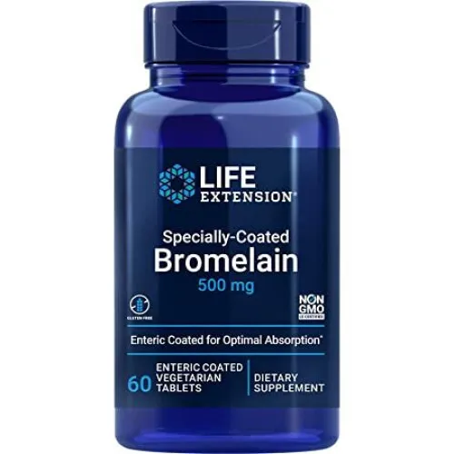 Life Extension Specielt-Coated Bromelain, 500 mg, 60 tabletter
