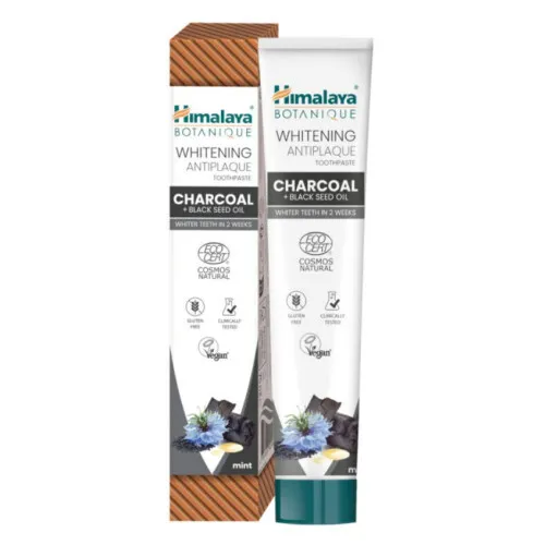 Himalaya Blegende Antiplak Tandpasta Kul + Sort Frøolie, Mint, 75 ml