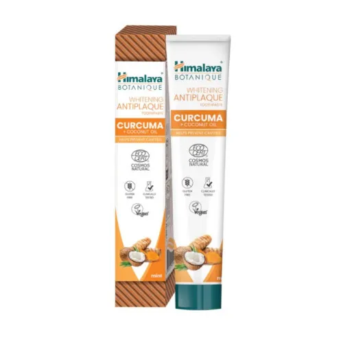 Himalaya Hvidtende Antiplak tandpasta Curcuma + Kokosolie, Mint, 75 ml