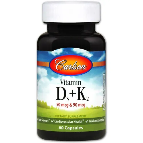 Carlson Labs Vitamin D3 + K2, 60 kapsler