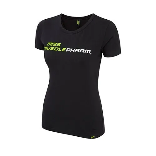 Musclepharm Sportswear Dame Rund Hals Miss Musclepharm T-shirt Sort-Limegrøn