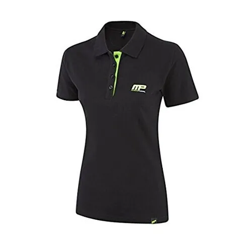 Musclepharm Sportswear Dame Broderet Polo T-shirt Sort - Grøn (MPLTS470)