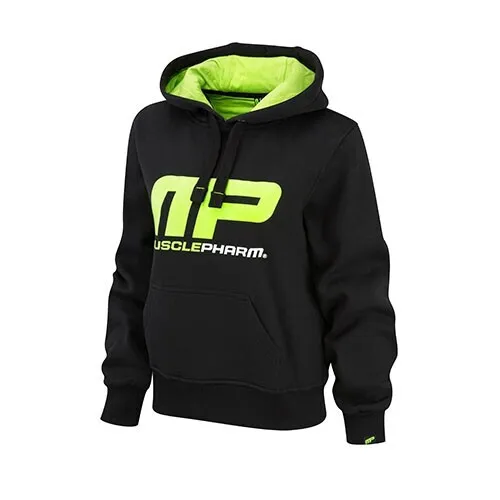 Musclepharm Sportswear Dame Overhead Hættetrøje Sort-Limegrøn