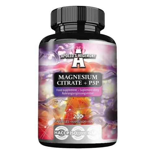 Apollo's Hegemony Magnesium Citrat + P5P, 200 kapsler