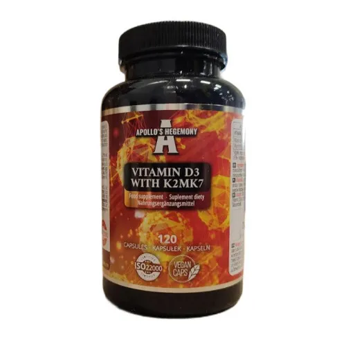 Apollo's Hegemony Vitamin D3 med K2 MK7, 120 kapsler