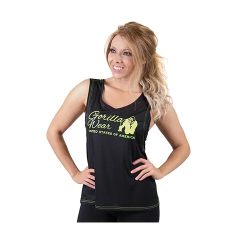 Gorilla Wear Odessa Cross Back Tank Top (Black/Neon Lime)