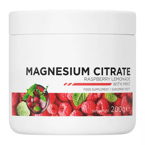 Magnesiumcitratpulver med hindbær/myntesmag (200 g)