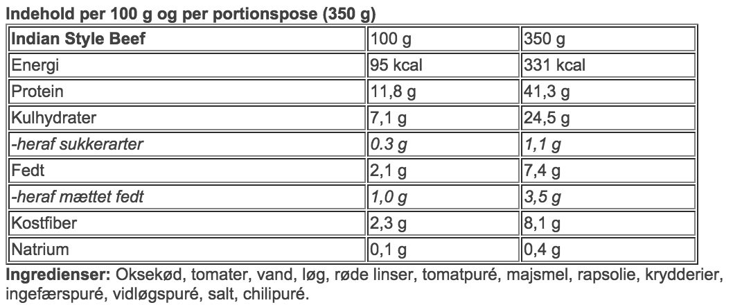 PERFORMANCE MEALS INDIAN STYLE BEEF 350 g 