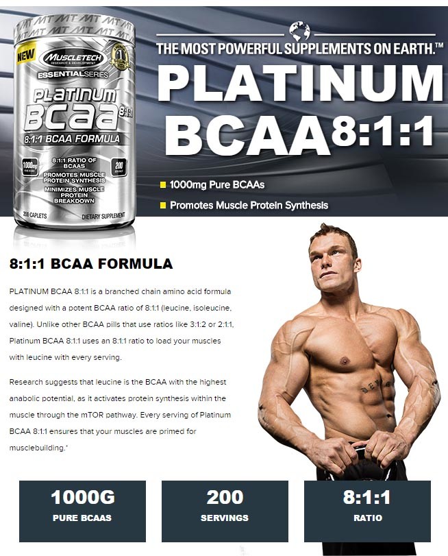 MUSCLETECH PLATINUM BCAA 8:1:1 200 kapsuler