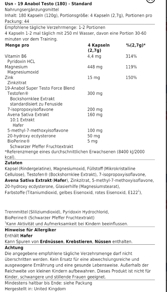 USN 19-ANABOL TESTO 90 stk 