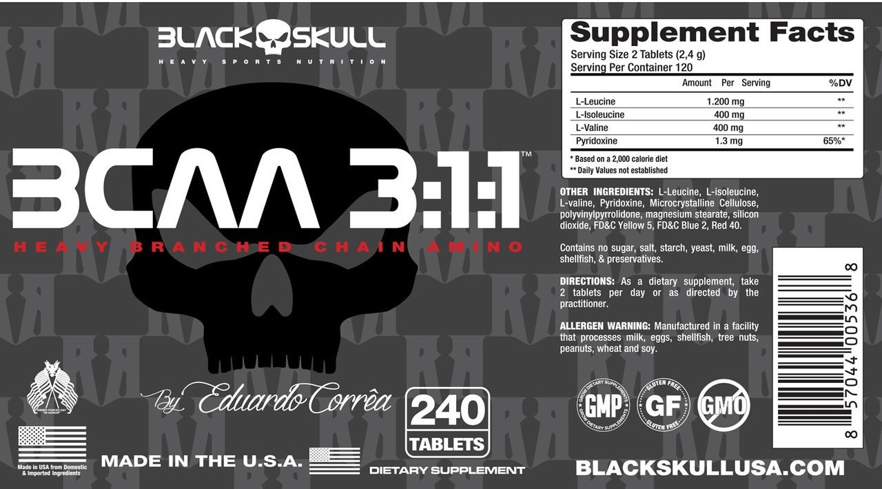 BLACK SKULL BCAA 3:1:1, 240 stk