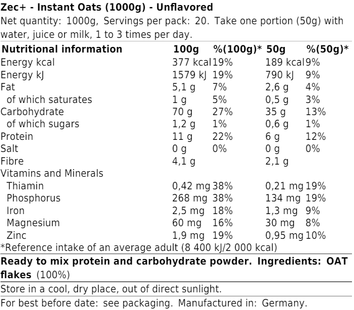 Instant Oats fra Zec+ hos