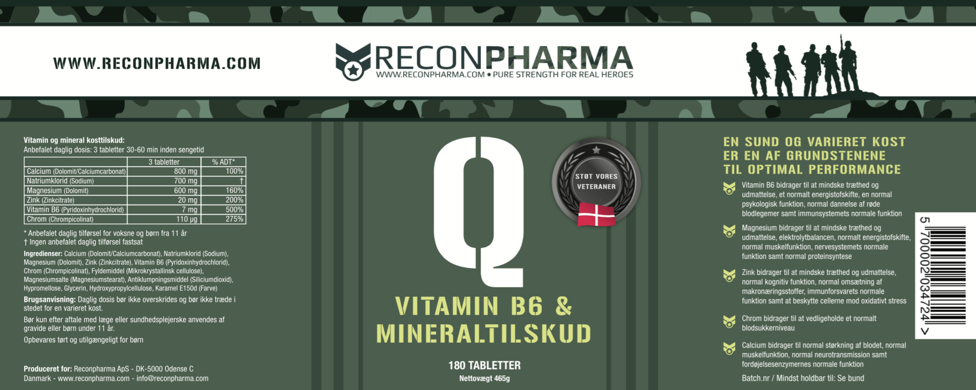 RECONPHARMA MINERAL+ 180 stk 