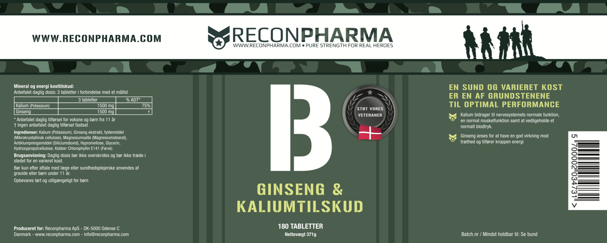 RECONPHARMA ENERGY+ 180 stk 