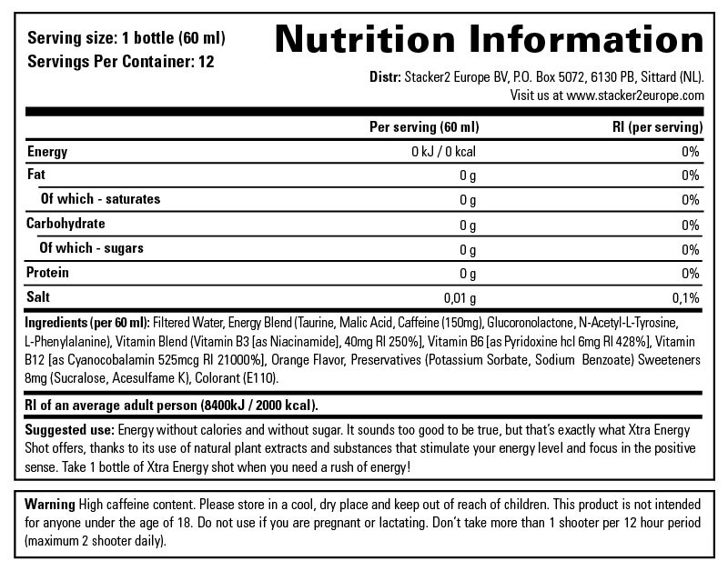 STACKER2 XTRA ENERGY SHOT 12 x 60 ml 