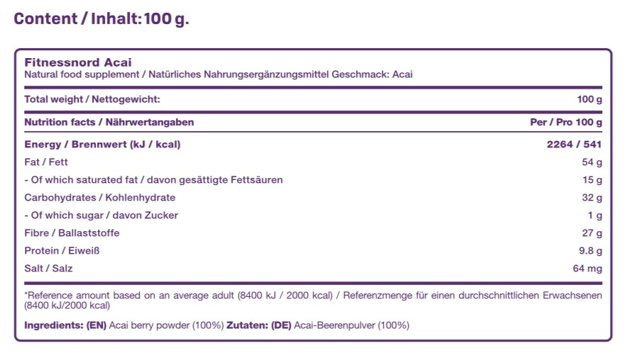 FITNESSNORD NATURALS ACAI POWDER 100 g 