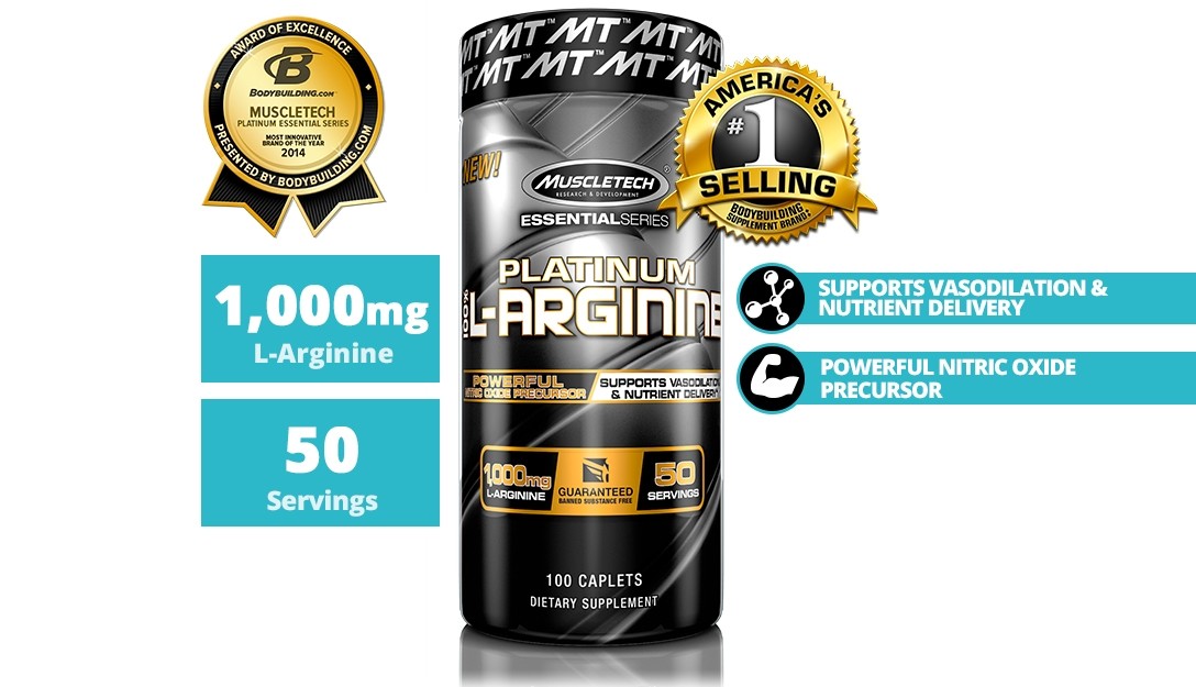 MUSCLETECH ESSENTIAL SERIES 100% PLATINUM L-ARGININE 100 stk 