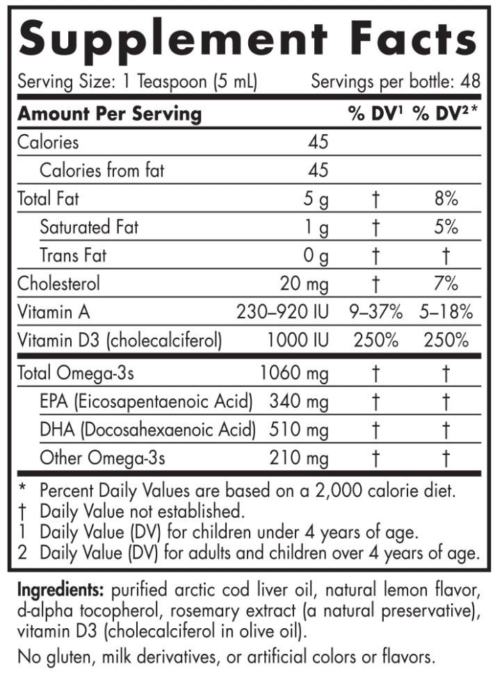 NORDIC NATURALS ARTIC-D COD LIVER OIL 1060 mg 237 ml 