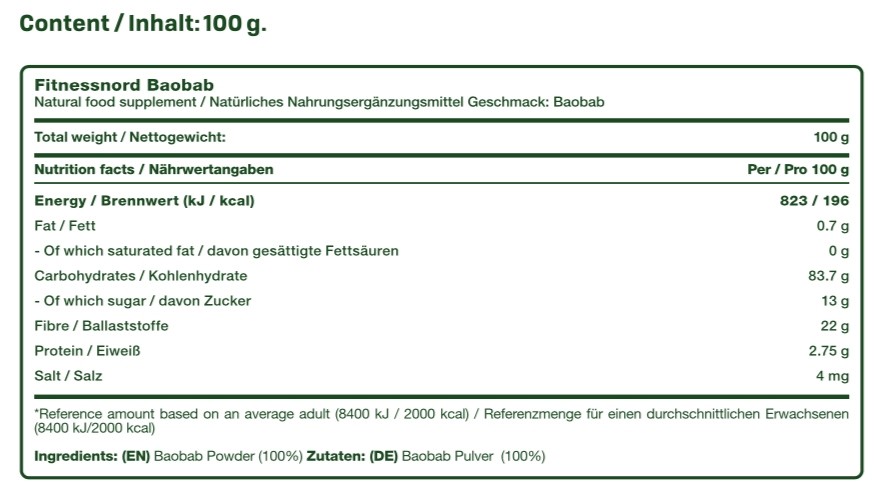 FITNESSNORD NATURALS BAOBAB POWDER 100 g 