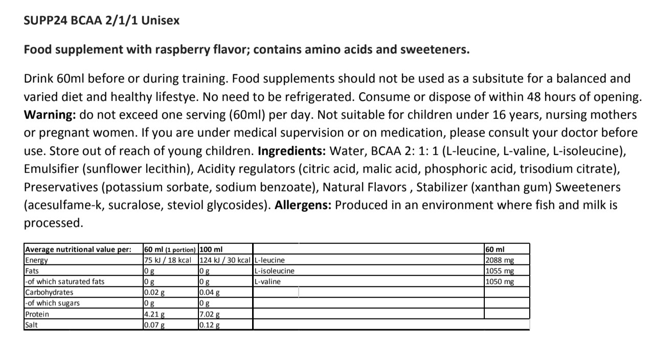 SUPP24 BCAA 2:1:1 12 x 60 ml 