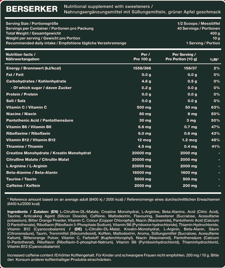 FITNESSNORD BERSERKER™ PRE-WORKOUT 40 SERVINGS